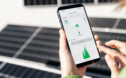 application montrant le taux de production des panneaux solaires