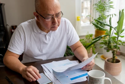 facture d'eau à coté de la calculatrice d'un téléphone